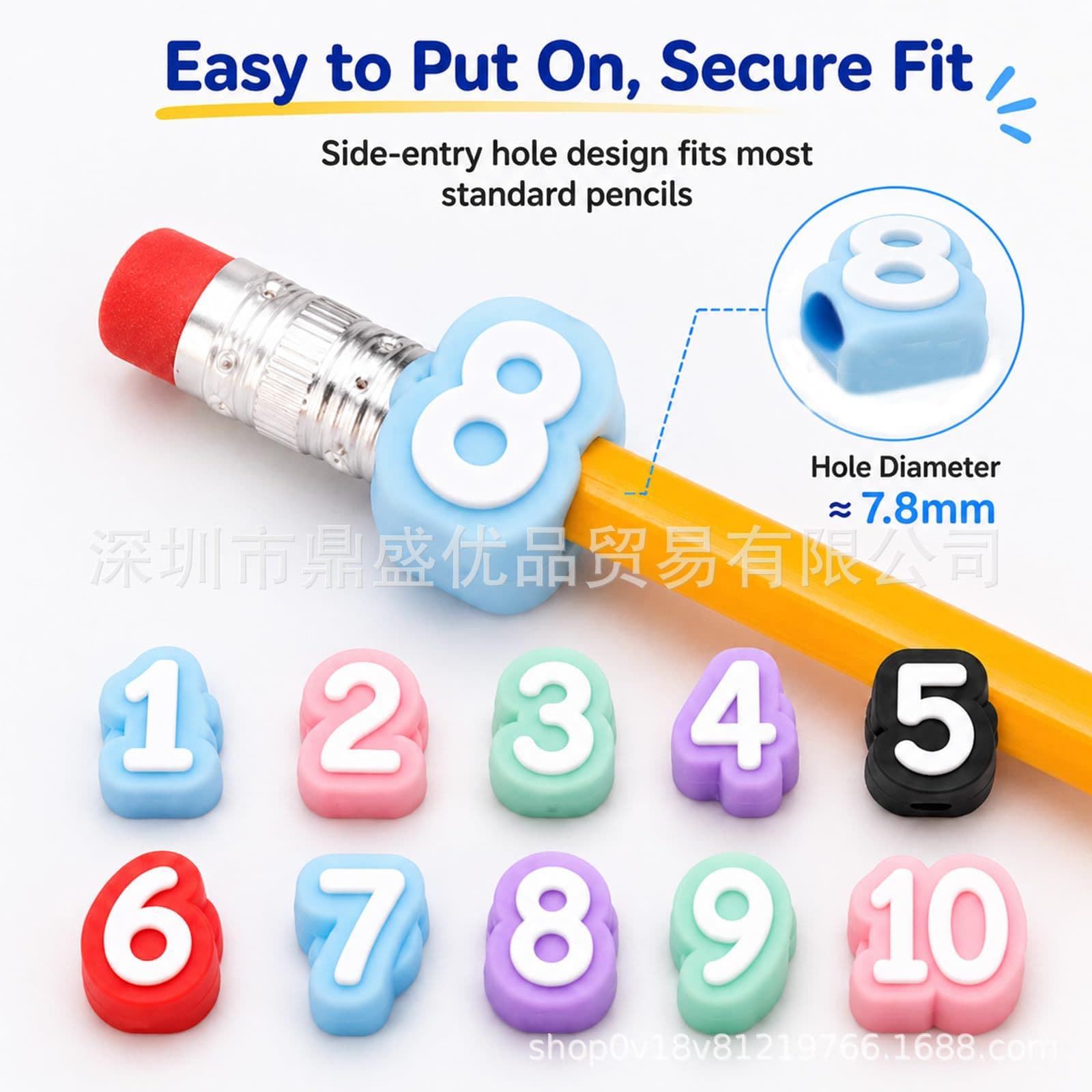 Cross-border bestseller 30 Pcs Numbered Pencil Toppers reusable pencil caps