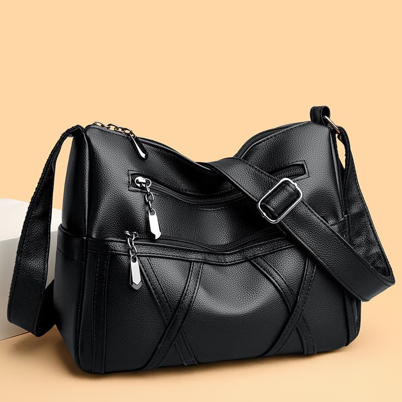New Foreign Trade Style Middle-aged and Elderly Women's Bag, Shoulder Crossbody Bag, Soft Leather Fashionable Mom Handbag for Mothers