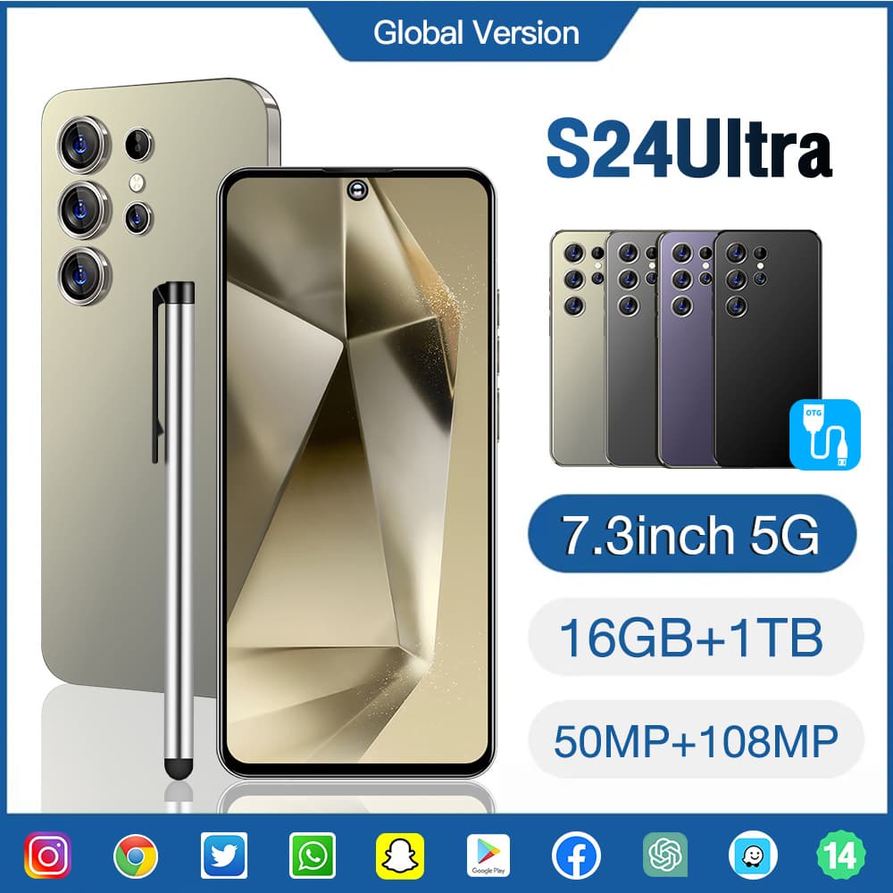 New S24Ultra Cross-border Hot Seller In Stock 6.8" HD 2 16GB Android 3G Smartphone Foreign Trade OTG