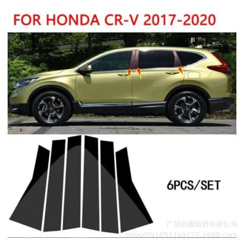 For Honda CRV 2002-2006 & 2021 Modified Window Trim Strips 6PCS Glossy Black Pillar Post Cover