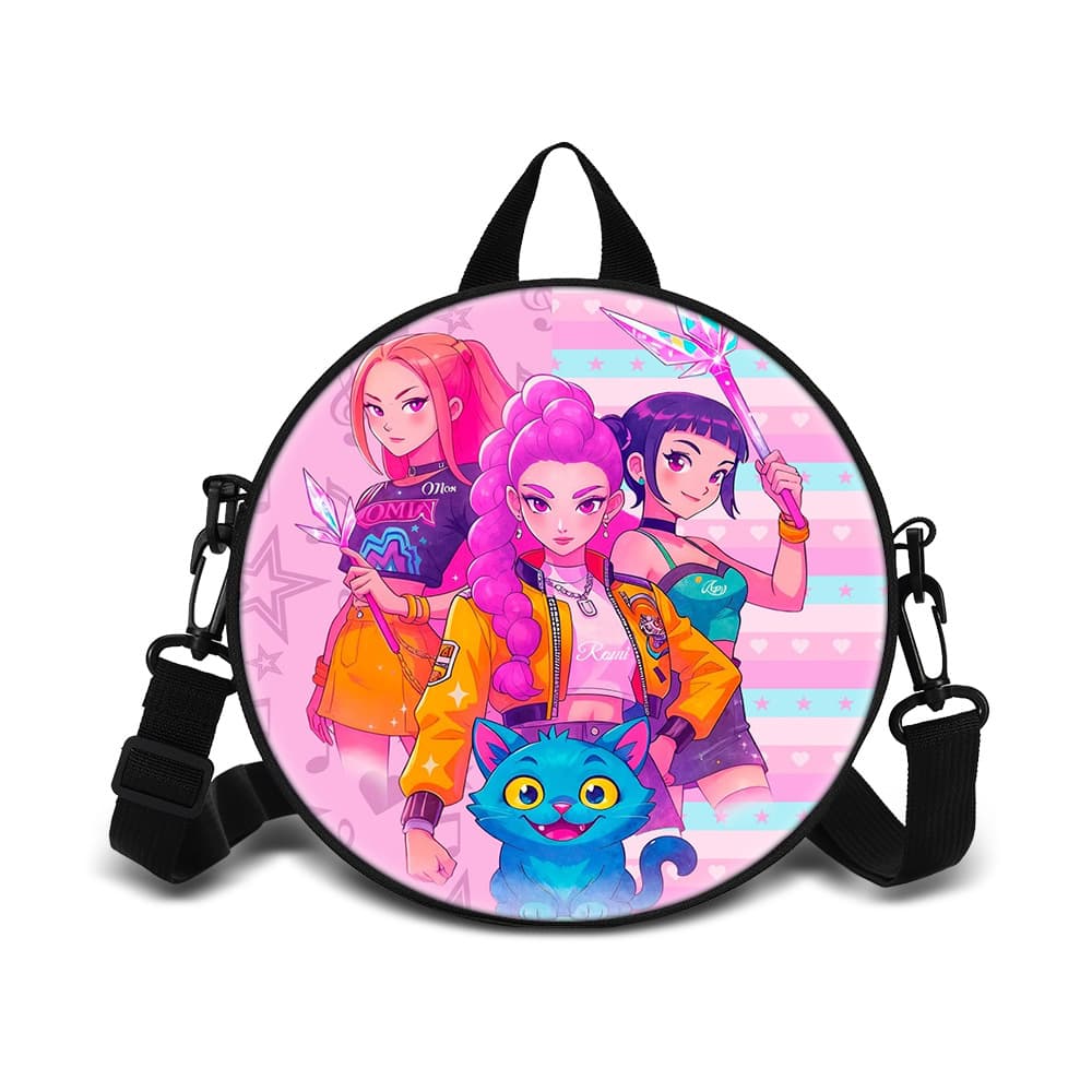 Demon Hunters Women's Small Round Bag, Wearable as Backpack or Crossbody, KPop Demon Hunters Crossbody Bag