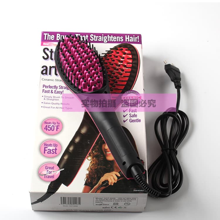 Electric Hair Straightening Brush, Smoothing Brush, Ionic Straightening Brush, Ceramic Hair Straightener Non-Damaging