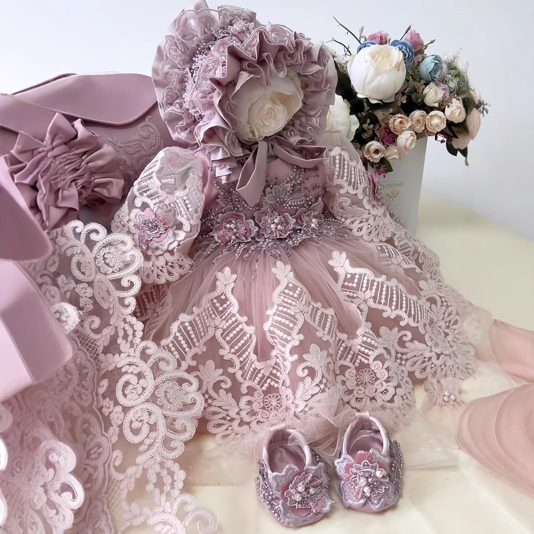 European and American Full Moon Baptism Newborn Dress Photography Baby Photo Baby Dress Princess Dress Infant Style