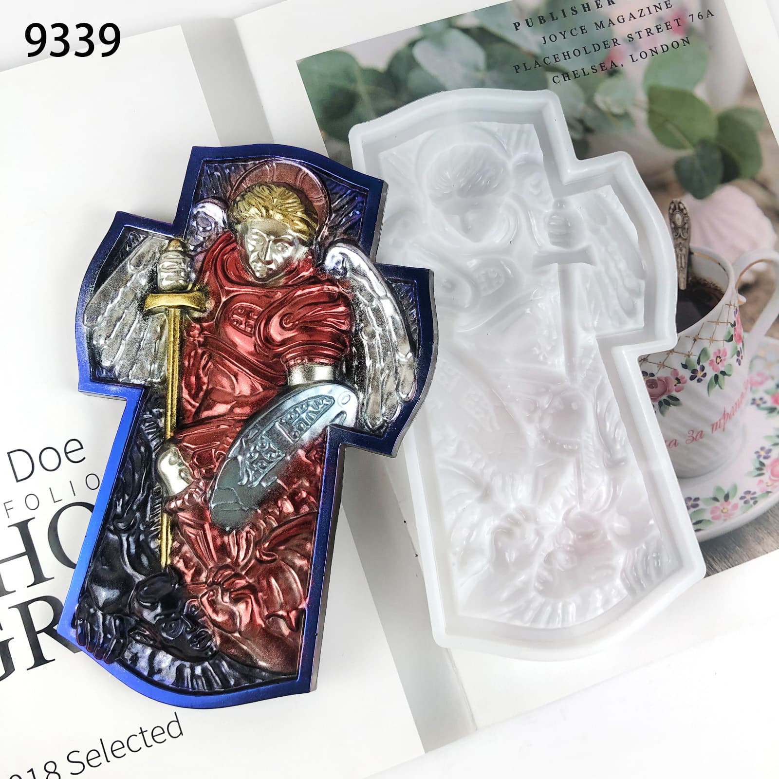 Cross Angel Silicone Mold DIY Wall Hanging Semi-3D Gabriel Angel Cross Resin Mold