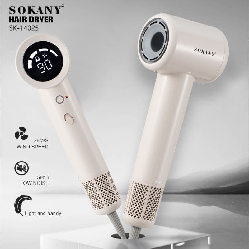 Foreign Trade Sokany14025 Hair Dryer Professional High-Speed Brushless Motor Hair Dryer Multi-Speed Adjustable Screen Display Hair Dryer