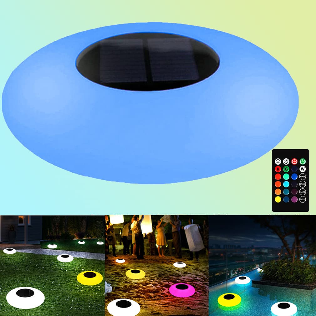 Solar pool lights, water-floating lights, outdoor courtyard floor-mounted LED lights, remote control, colorful changes, Zhongshan Source Factory