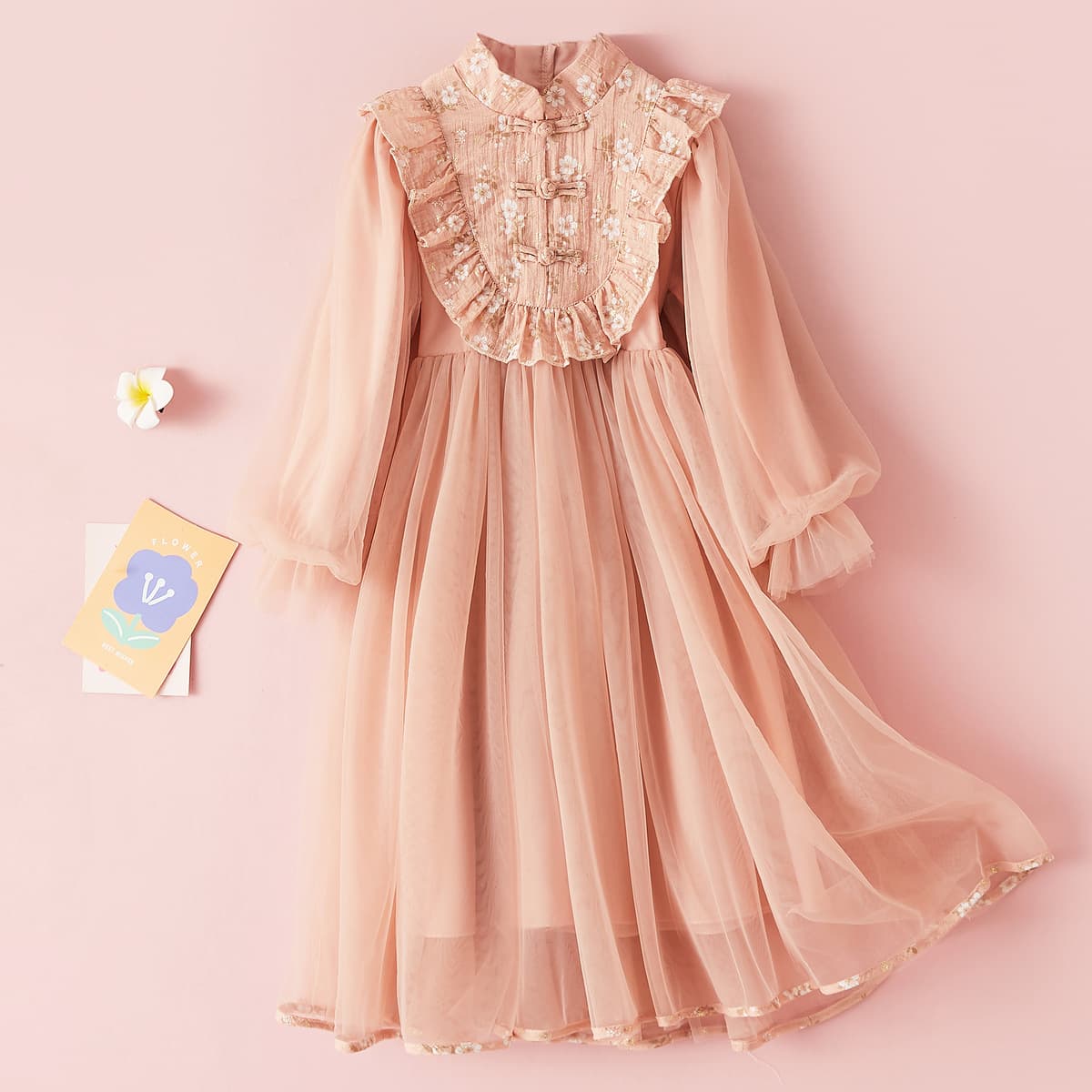 Girls' Hanfu Dress Children's Formal Dress Chinese Style Tulle Skirt Long Sleeve Fairy Dress Princess Dress Performance Costume Flowing