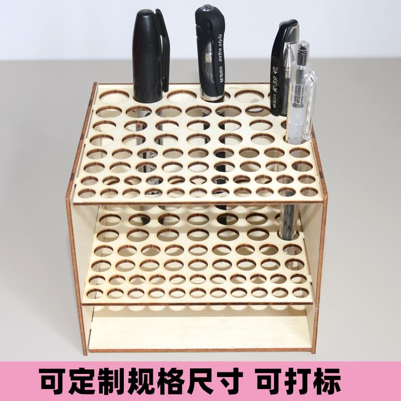 Cross-border wooden pen holder, large capacity, multi-hole, desk pen storage stand, detachable ornament, wholesale and customizable.