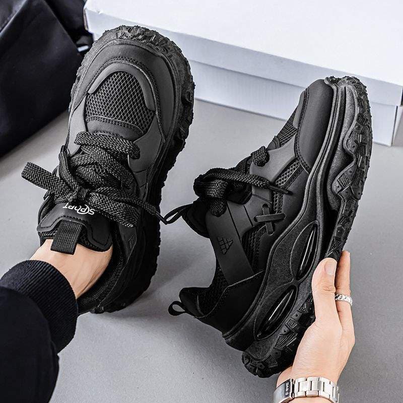 Buy One Get One Free Black Warrior Men's Shoes 2025 New Autumn Breathable Casual Dad Shoes Men's Thick Sole Heightening Sneakers