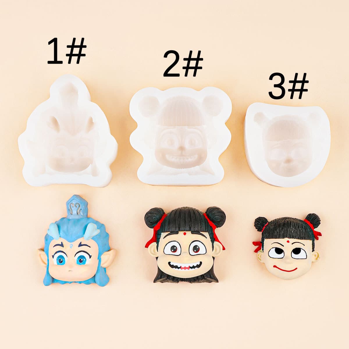 Cartoon Nezha and Aobing Silicone Mold Stress Relief Squeeze Toy Wax Seal Jelly Wax Mold Children's Ice Cream Popsicle Mold