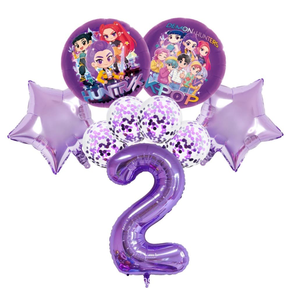 KPop Demon Hunters Theme Birthday Balloon Party Decoration Set Family School Party Decorations