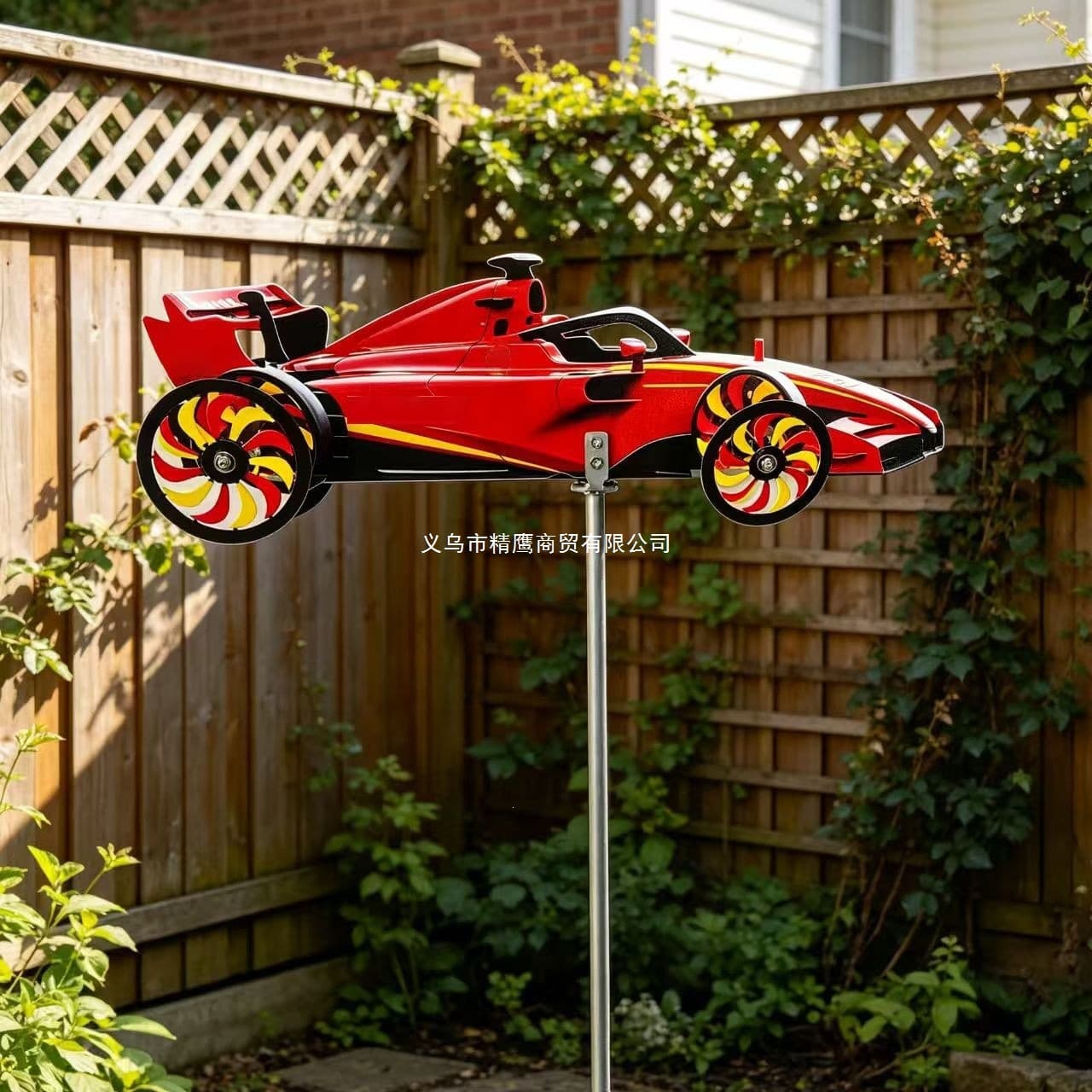 Metal Racing Windmill Yard Decoration Creative Outdoor Garden Ornament Wind Vane Simple Style Iron Box Packaging