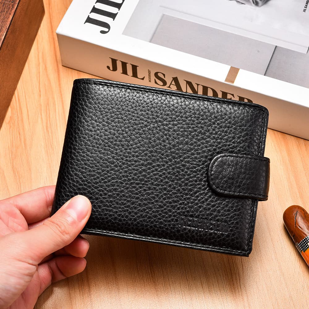 Genuine leather wallet, 3-fold retro cowhide wallet, short money holder, multi-card slot cowhide money clip, coin purse for men