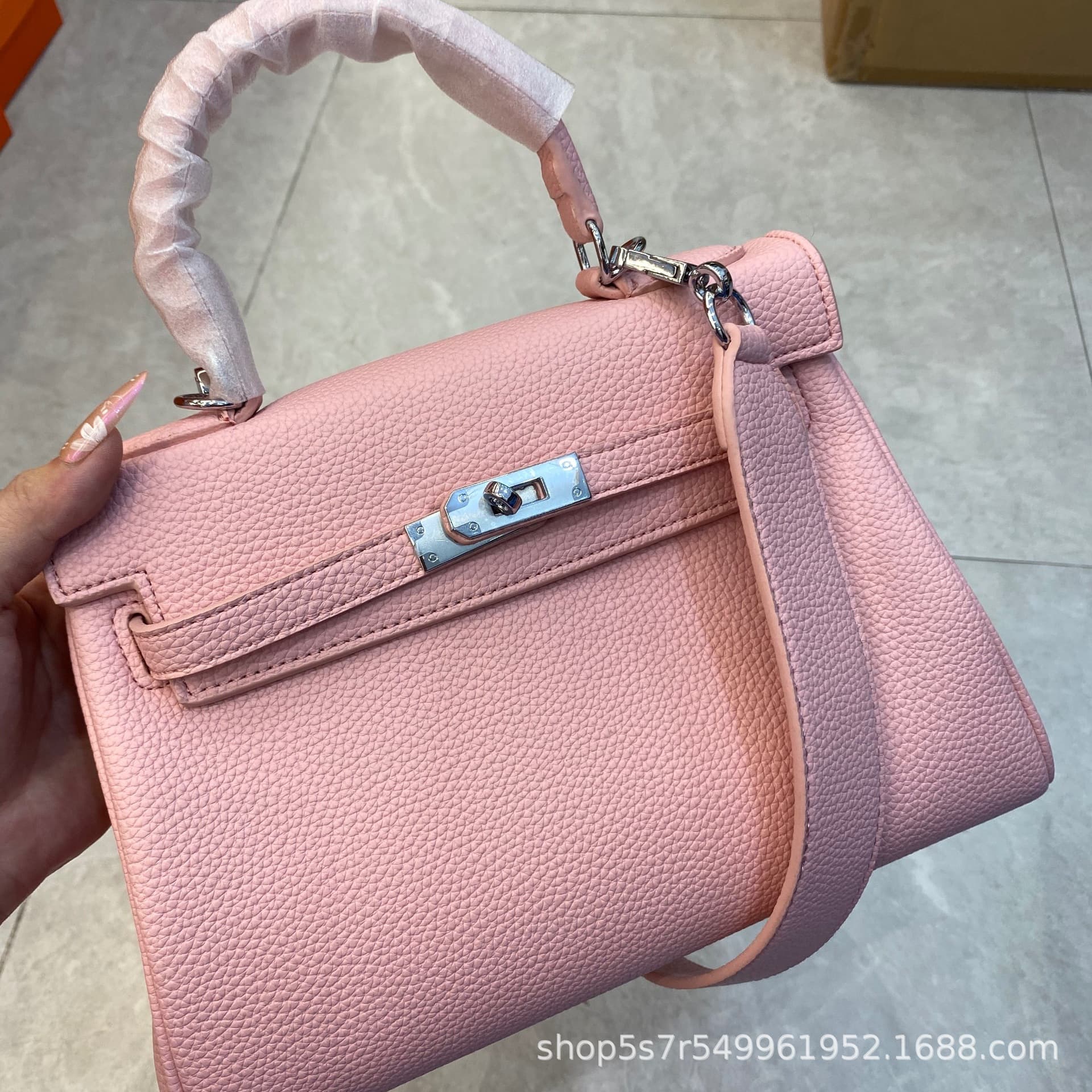 26cm Likaili Women's Bag Likai Crossbody Shoulder Handbag Cowhide Lychee Pattern Large Capacity Hand Carry Versatile