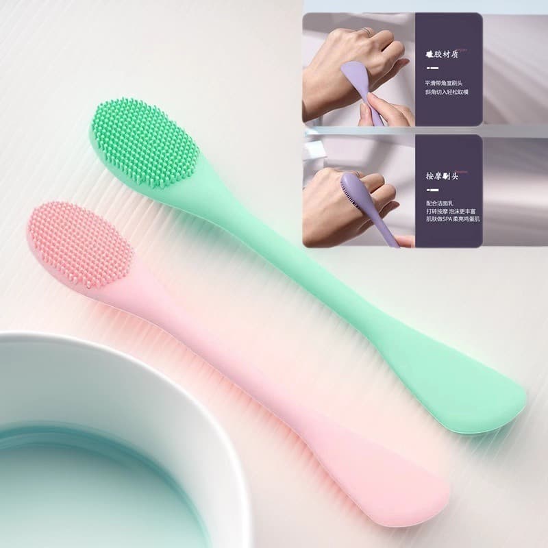 Silicone Mask Brush Double-Ended Face Wash Brush Facial Cleansing Massage Brush Deep Blackhead Removal Mud Mask Application Brush