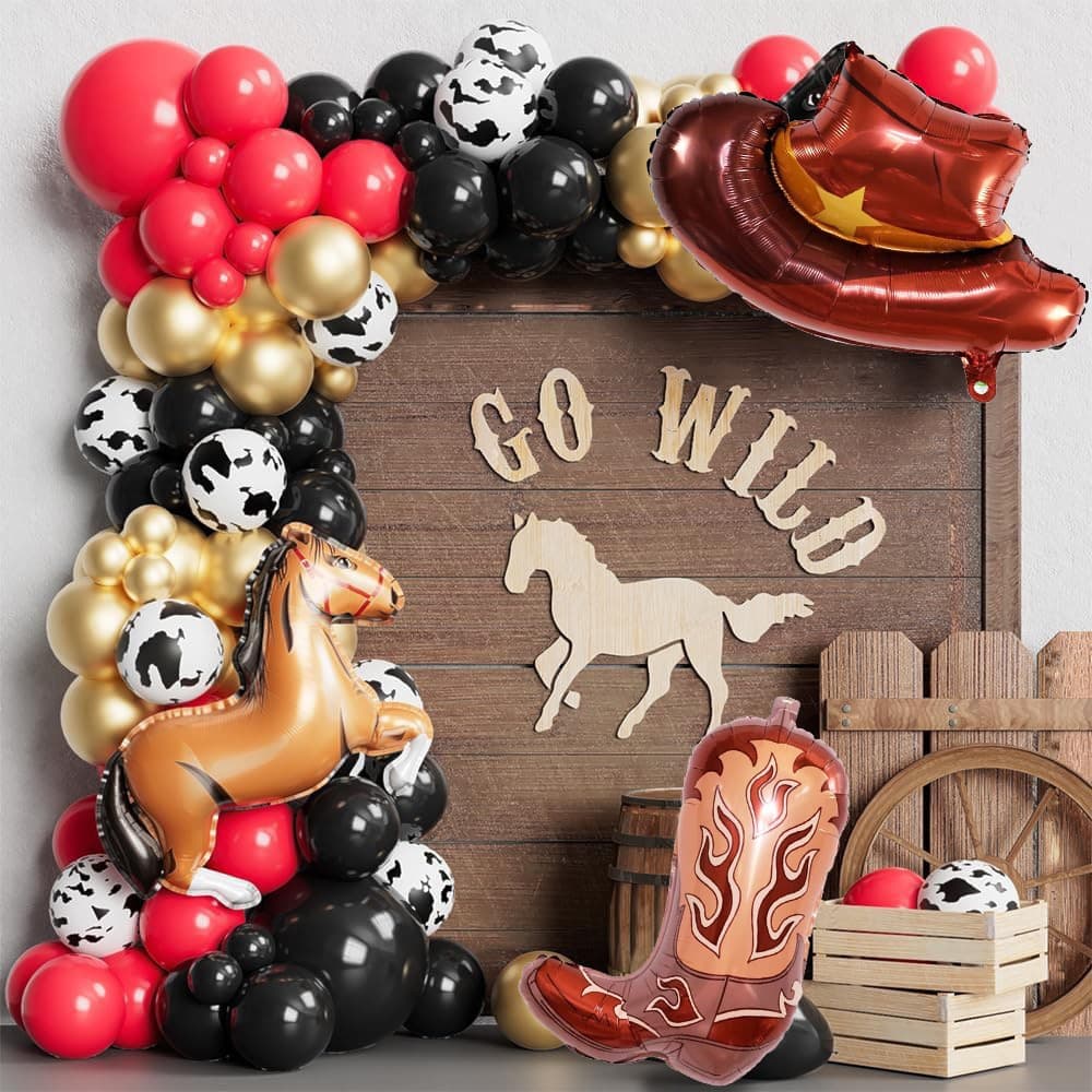 New cross-border western cowboy theme party decoration balloon horse cowboy hat balloon chain birthday arrangement props