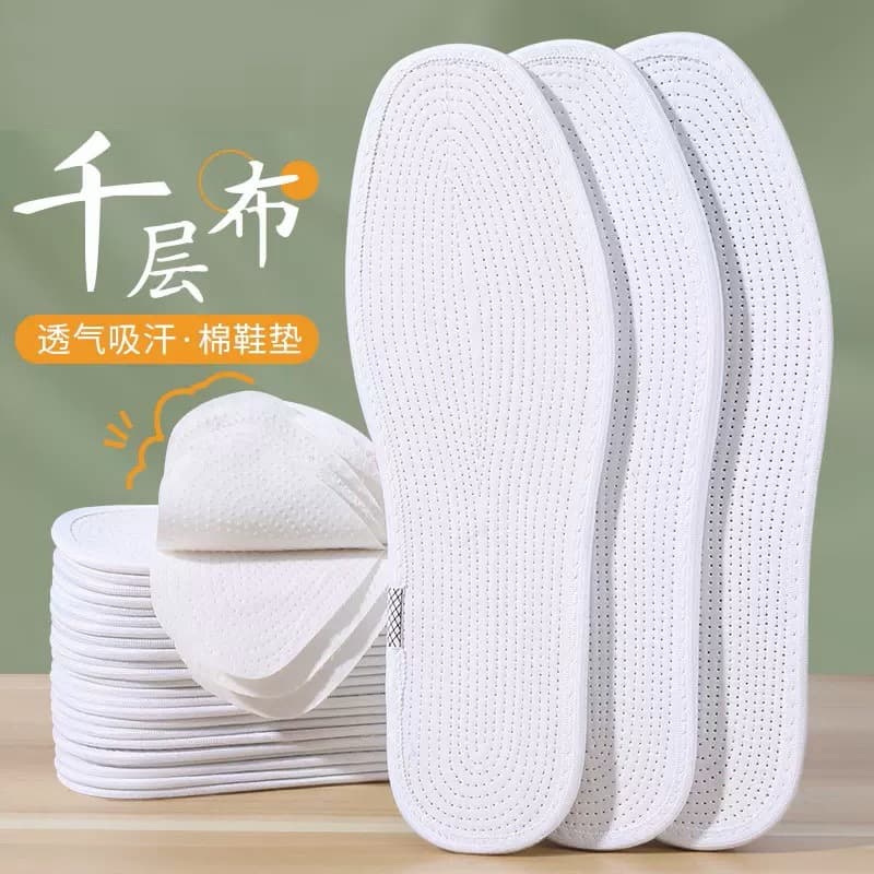 10-layer pure cotton multi-layer insoles, sweat-absorbent, breathable, comfortable, sports shock-absorbing, customizable for summer, factory wholesale direct.