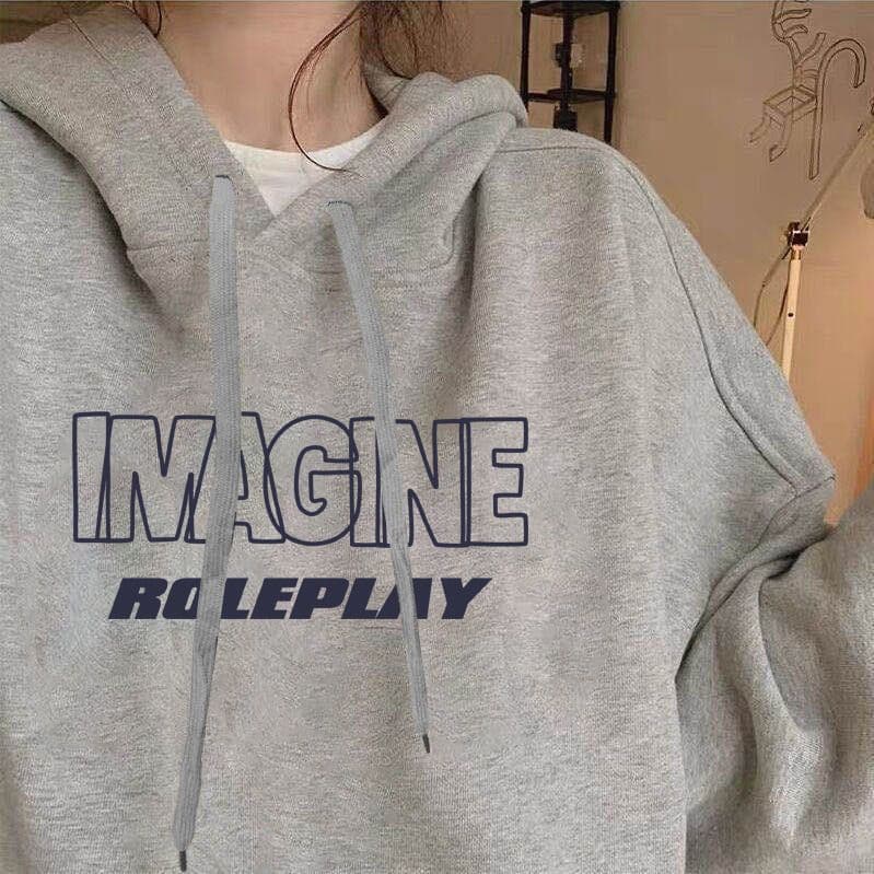 Autumn/Winter Trendy Lazy Style Hooded Fleece-Lined Thick New Hoodie, Women's Korean Version Student Print Jacket
