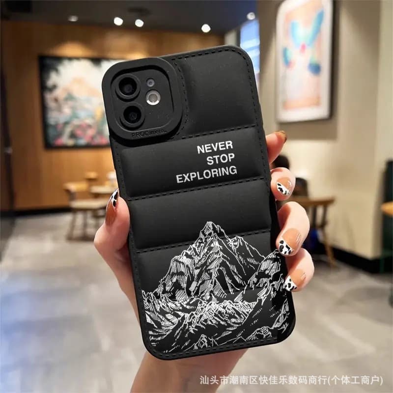 Puffer Jacket Street Style Snow Mountain Case for Apple iPhone 11/12/13/14/15/16/17 PROMAX