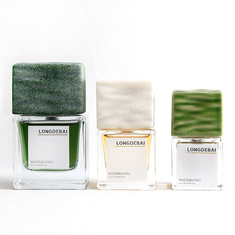 15/30/50/100ml Square Glass Perfume Bottle with Marble Cap and Fine Mist Spray for Cosmetics