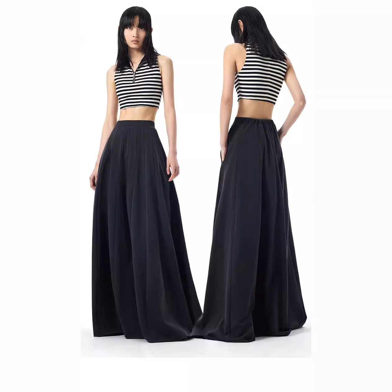 Spring Summer Autumn Skirt for Women, Flowing A-Line Long Skirt, Hip Coverage, High-Waist Slimming, Plus Size A-Line Skirt