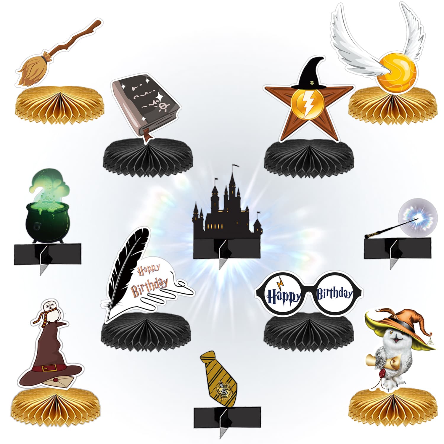 Harry Potter Honeycomb Ball Ornament Harry Potter Birthday Party Decoration Magic Book Glasses Desktop Place