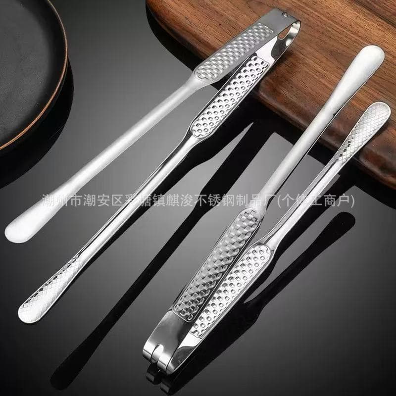 304 Extra-Thick Stainless Steel Food Tongs for Home Use, Outdoor BBQ, Steak, Bread, and Kitchen with Heat-Resistant Design