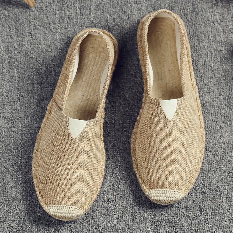 Cross-border Large Size Woven Straw Shoes New Couple Style Old Beijing Linen Breathable Canvas Shoes Lazy Fisherman Rope Shoes