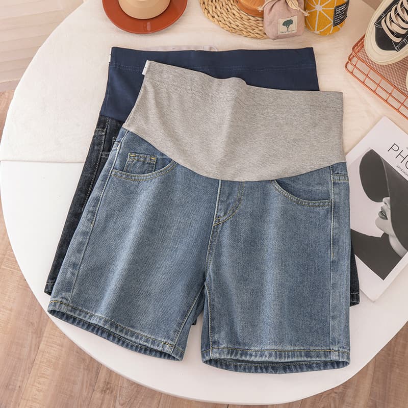 Maternity shorts, women's summer outerwear, thin denim, wide-leg summer pants, small, loose mid-length pants, summer wear
