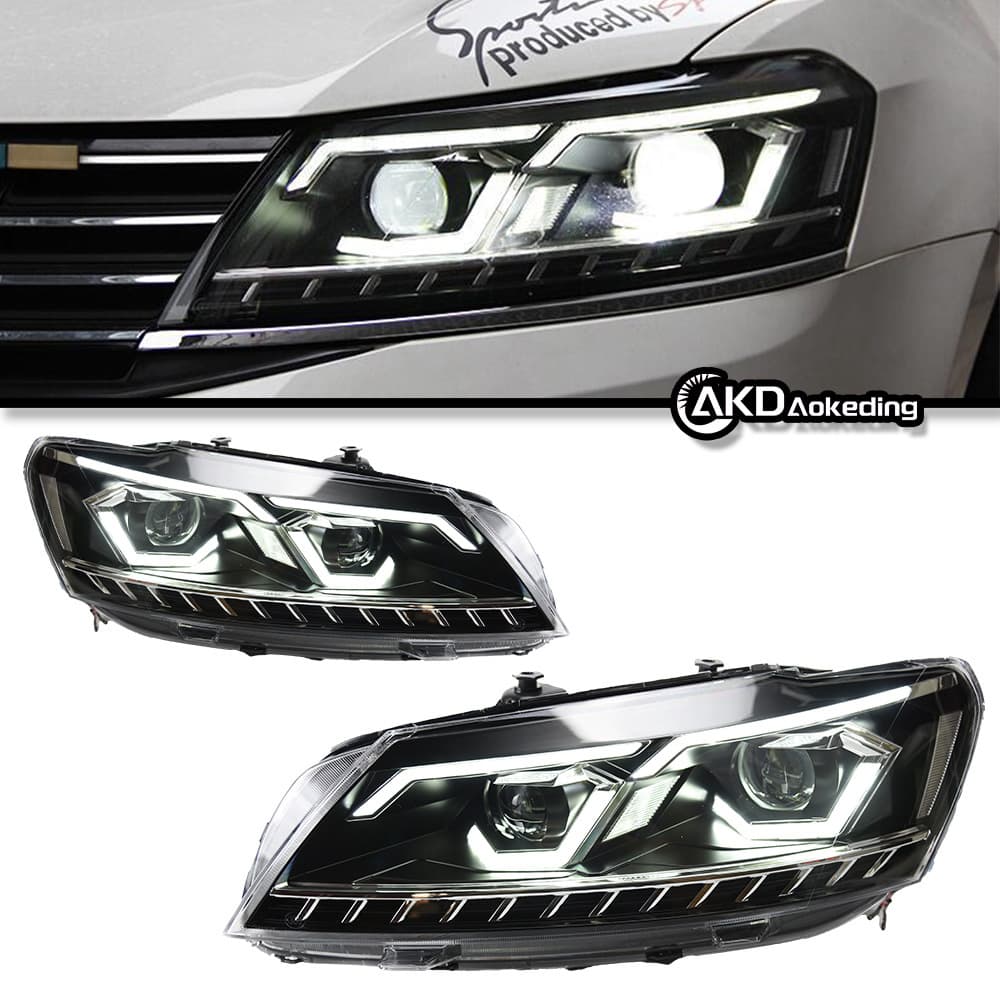 Suitable for 11-16 Volkswagen Passat Headlight Assembly B7 Headlight LED Daytime Running Light Dual Light Lens LED