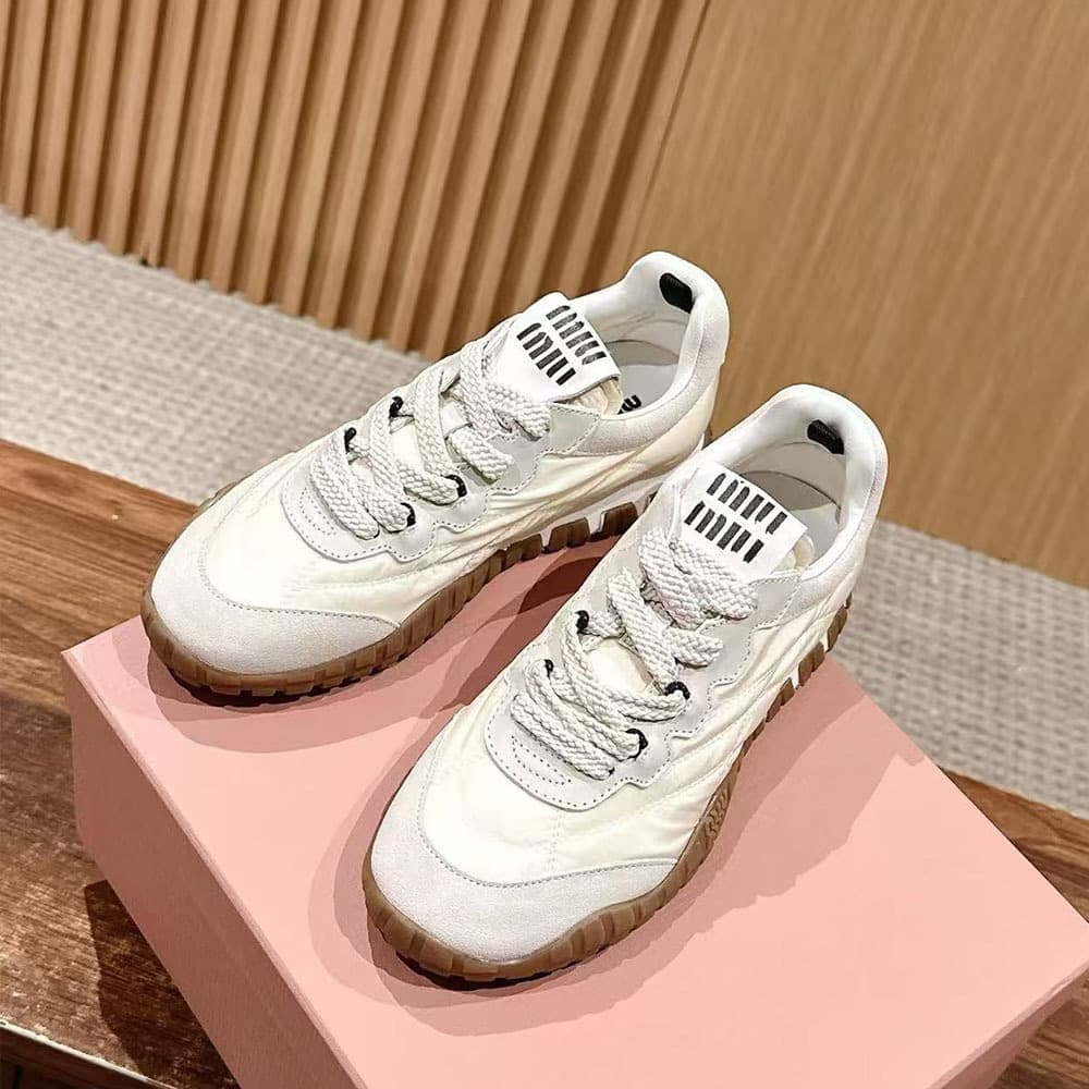 2026 New Lace-Up Color-Block German Training Sneakers White Shoes for Women Fashion Casual Non-Slip Genuine Leather Thick Sole Shoes