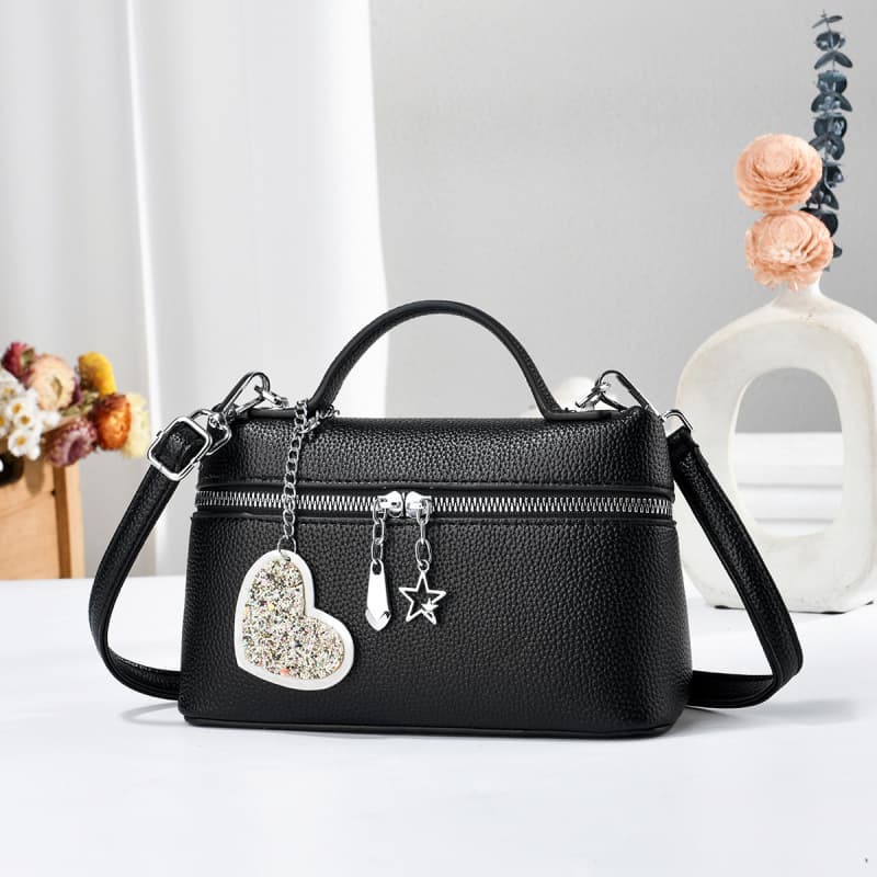 Love pendant small square bag small handbag solid color shoulder bag versatile crossbody bag cross-border bagsd small square bag