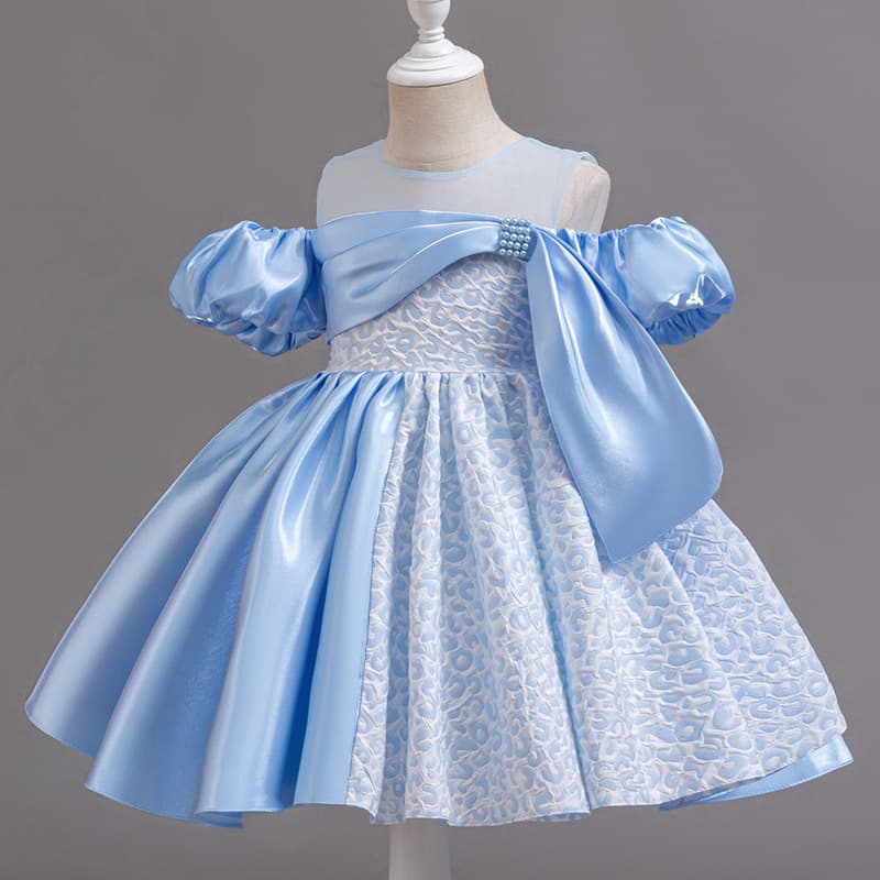 Children's Formal Dress Princess Gown Piano Performance Outfit Girl Birthday Flower Girl Wedding Little Girl Dress Flat Sleeves