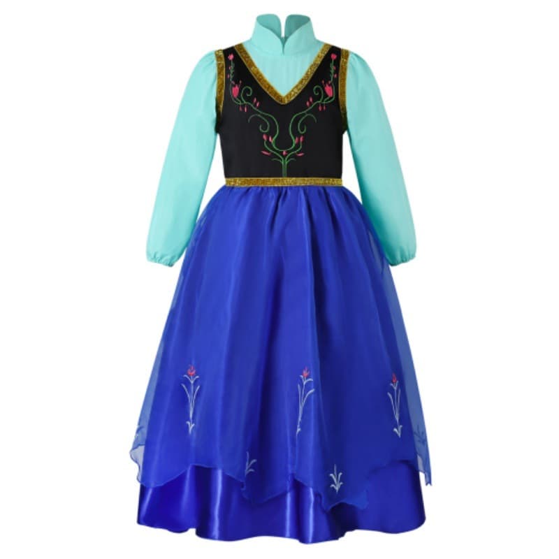 2024 Autumn/Winter Cross-Border Exclusive Christmas Frozen Anna Princess Dress Long-Sleeved Printed Puffy Dress