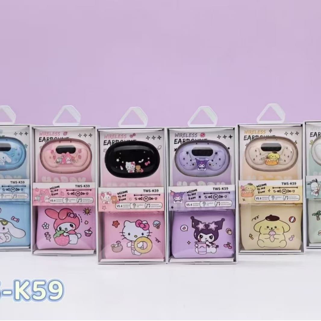 Cross-border 2025 New TWS-K59 Bluetooth 5.3 Earphones, Exquisite Cartoon Coin Purse Wireless Bluetooth Sleep Earphones