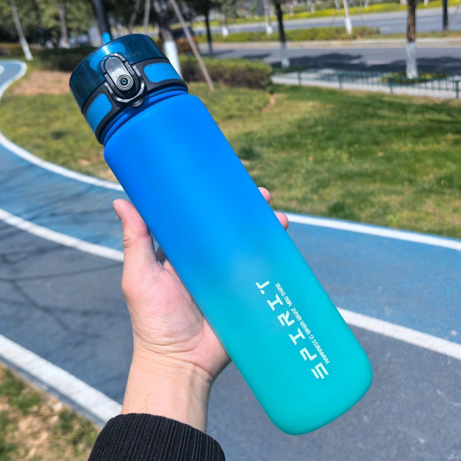 Cross-border 1000ml Straw Cup Amazon Gradient Frosted Sports Water Bottle 32oz Plastic Space Cup Dropshipping