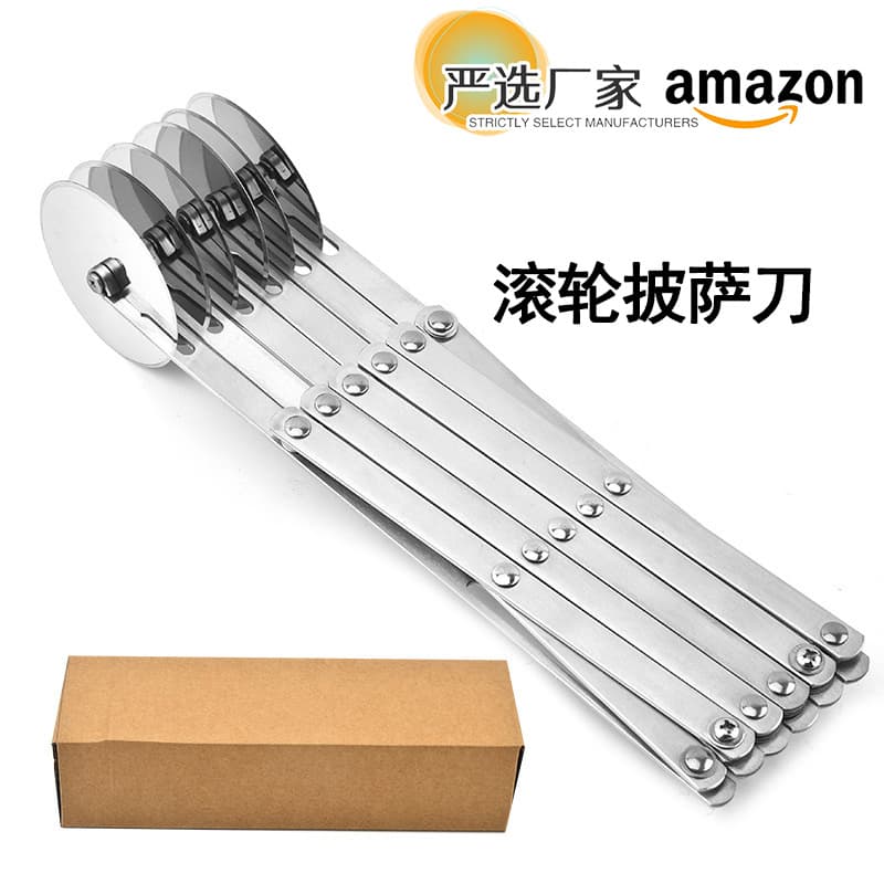 Stainless Steel Pizza Cutter Multi-Wheel Dough Cutter Multifunctional Fritter Cutter Retractable Roller Pizza Cutter Pastry Slicer