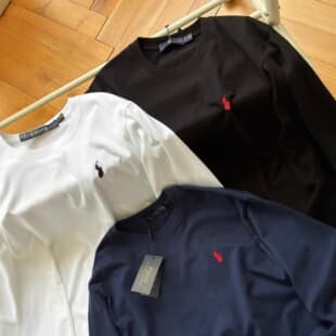 2025 Autumn New Ralph Lauren RL Pure Cotton Breathable Casual Long Sleeve Men's T-shirt, Cross-border, Pony, Round Neck, Men's and Women's Undershirt