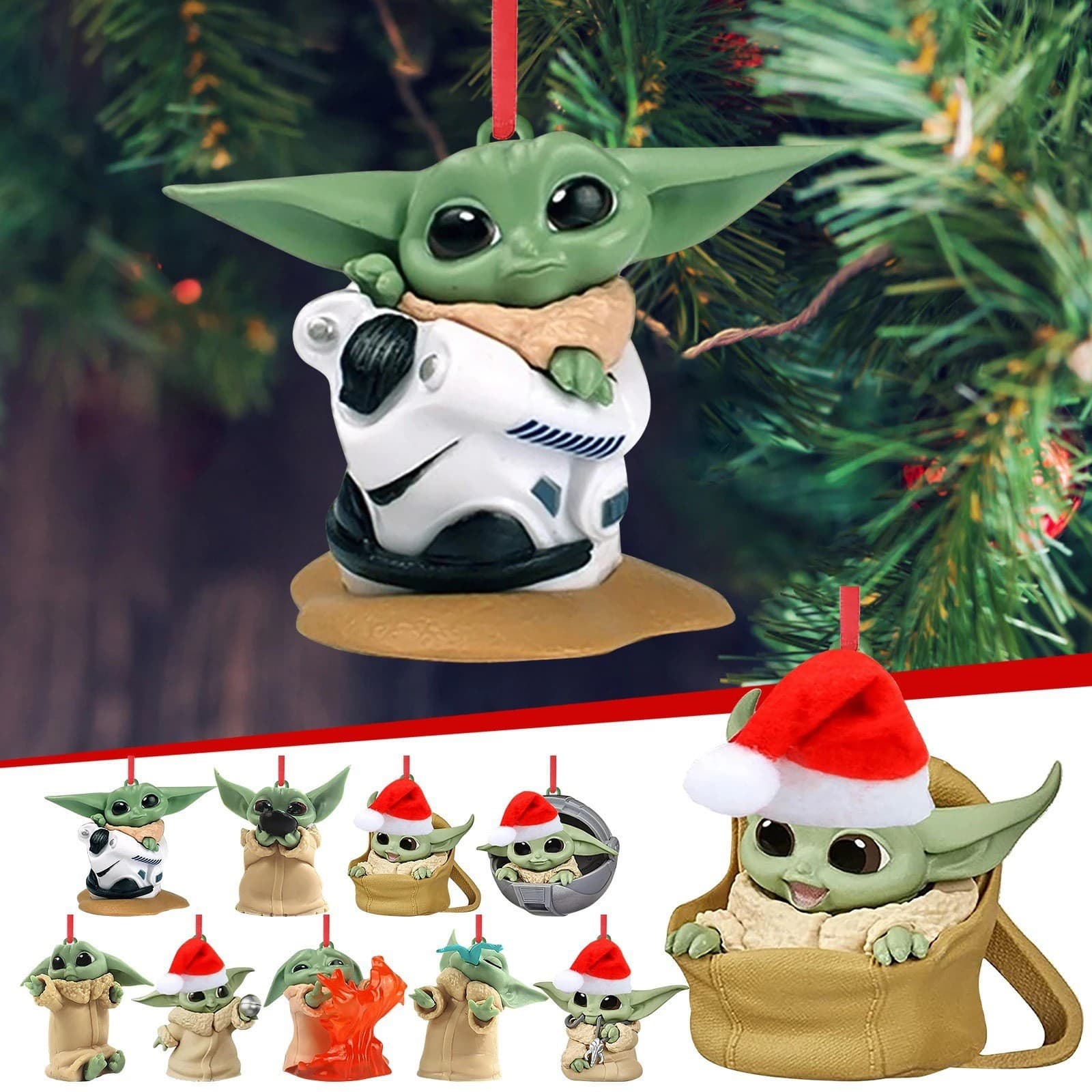 2024 New Cross-Border Product Baby Yoda Santa Claus Christmas Tree Ornament
