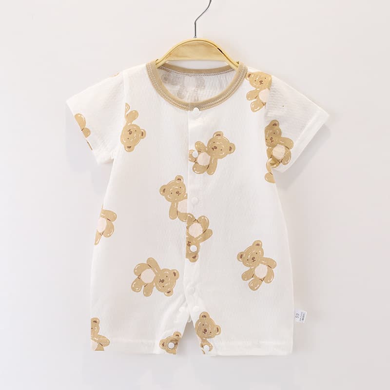 Baby Boys and Girls Summer Thin Sleepwear Newborn Infant Romper Short Sleeve Bodysuit Crawling Suit Home Wear Wholesale