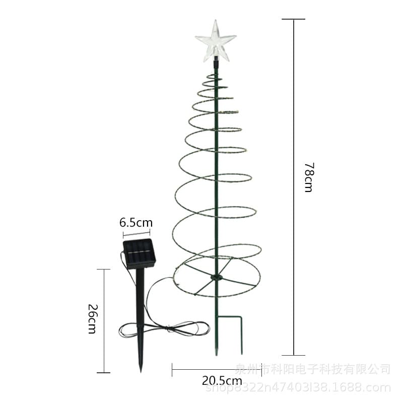 Cross-border Solar Christmas Tree 8-Mode Festival Ground Stake Light Garden Courtyard Landscape Decoration Iron Art Warm White & Colorful
