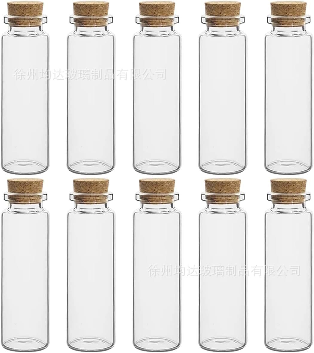 Cross-border 22 Clear Mini Glass Bottles with Cork and Aluminum Cap, Multi-Specification Multi-Functional Wish Drifting Glass Bottles