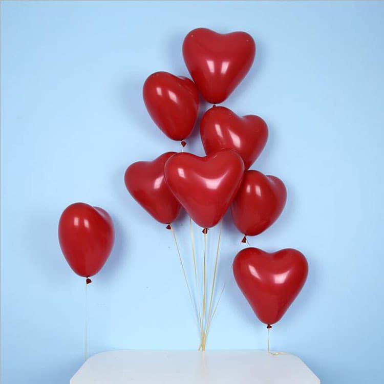 Wholesale single-layer heart-shaped pomegranate red balloons ruby red internet celebrity birthday party layout wedding room decoration wedding