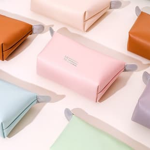 Runhui PU Waterproof Cosmetic Bag Heart-shaped Dumpling Bag Portable Handheld Storage Bag Candy Color Cosmetic Bag Large Capacity