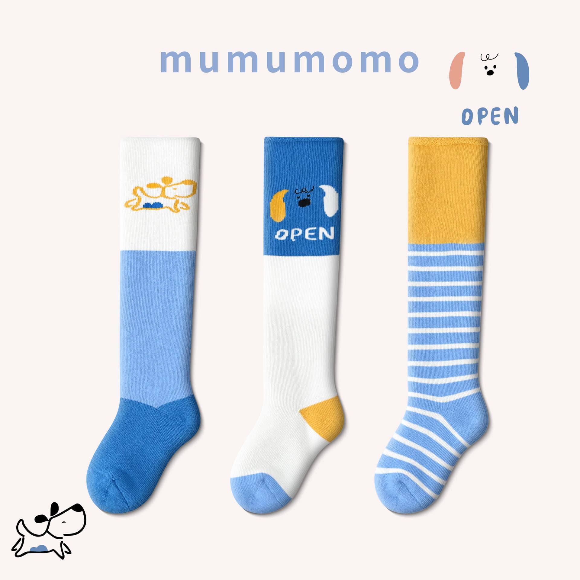 Mumumo Winter Thickened Baby Knee-High Socks, Pure Cotton Thermal Newborn Socks, Cartoon Over-the-Knee Baby Socks
