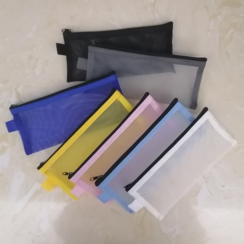 Transparent File Pouch Student Pencil Case Bill Pouch Document Pouch Office Plastic Mesh Bag