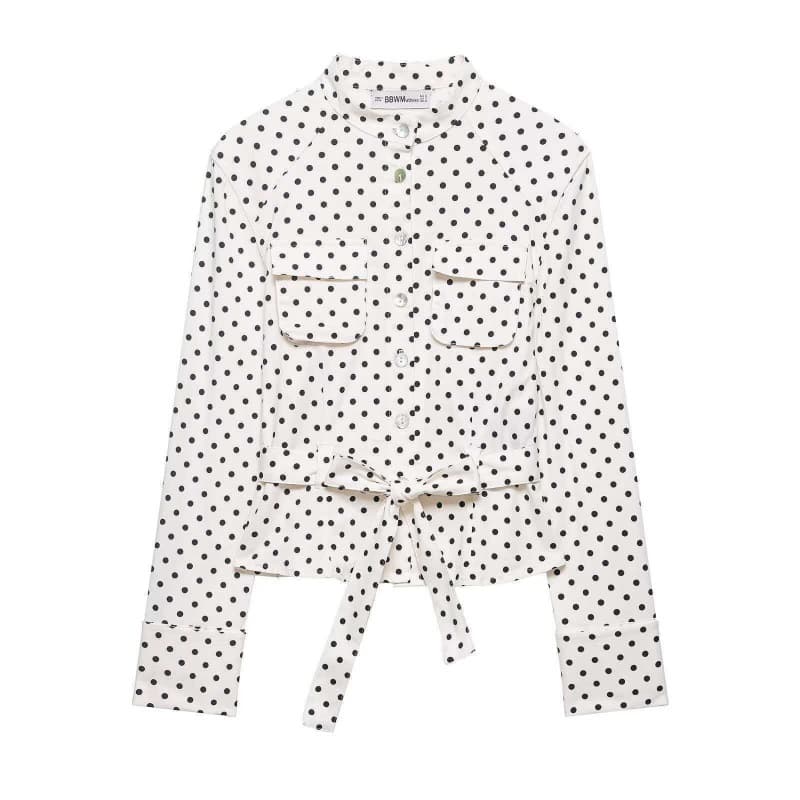 ZA AliExpress Hot Selling Women's Outfit European and American Style Simple Versatile Polka Dot Shirt Jacket + Pants
