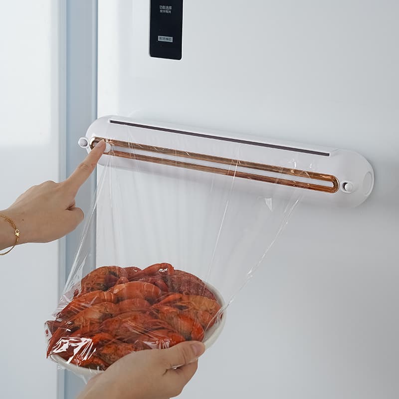 Kitchen Disposable Plastic Wrap Cutter, Household Food Wrap Cover Cutting Box, Magnetic Refrigerator Gadget