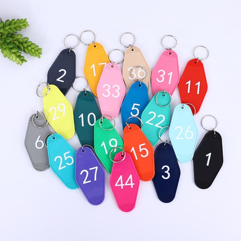 Plastic key tag, luggage tag, retro motel number plate, hotel keychain, diamond hangtag LO