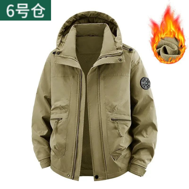 Hem Hooded Stand Collar Loose Hooded Flight Jacket Zipper Solid Waterproof
